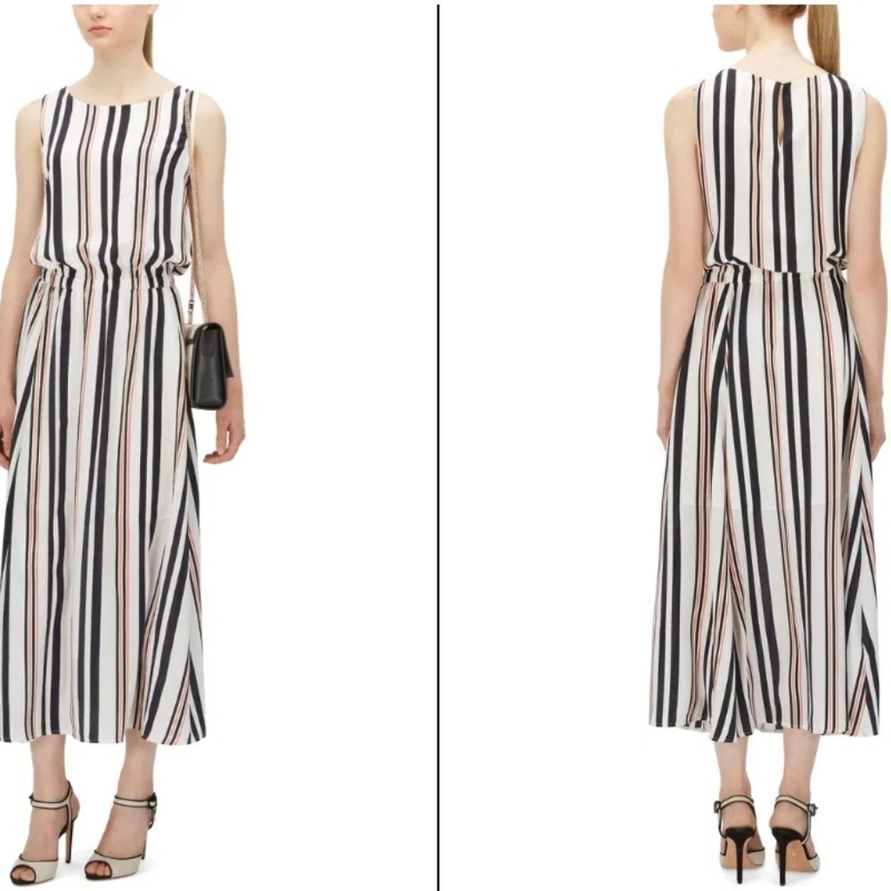 Boss Hugo Boss Hemsy Silk Dress Striped Midi Length Size 0